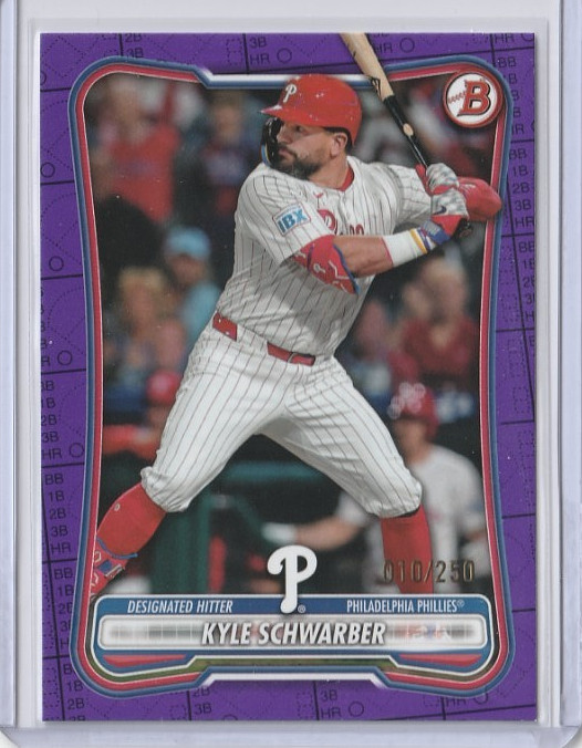 KYLE SCHWARBER 010/250 PURPLE PATTERN PARALLEL SP 2026 BOWMAN #20