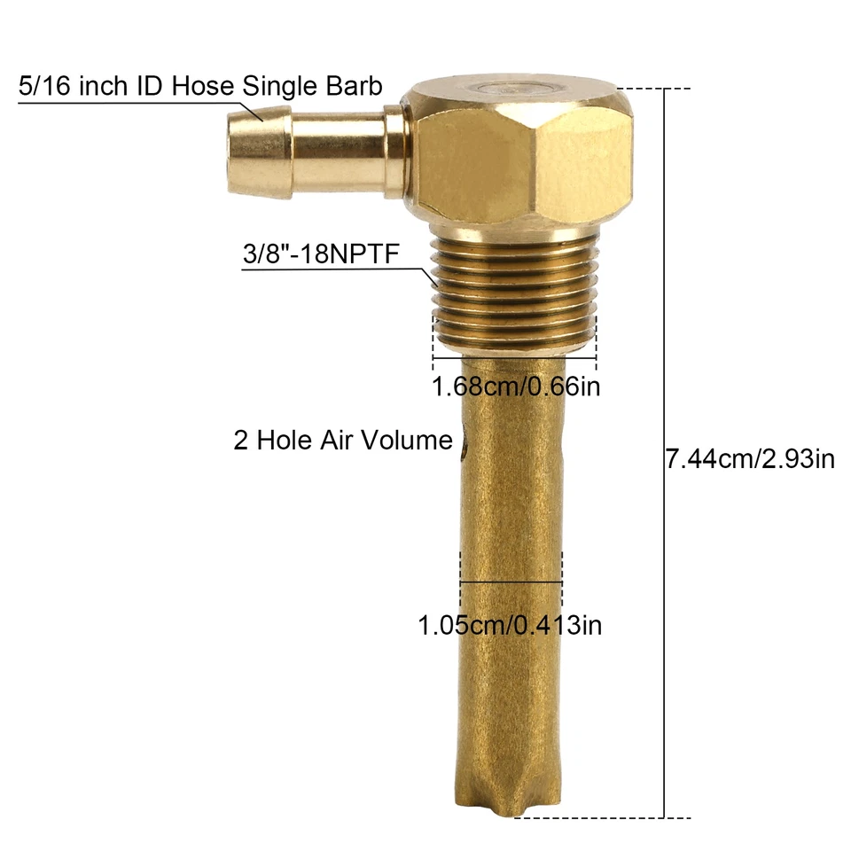 Manguera de identificación de 5/16" tanque de combustible ventilación 3/8"-18NPTF rosca para tanques de combustible pequeños y grandes🚘 Foto 2 de 4