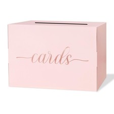 Pink Card Box Party Gift Paper Holder Rose Gold Foil Design Wedding Receptions