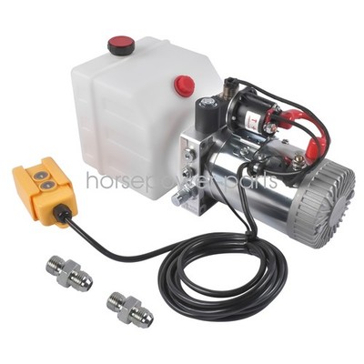 4 Quart Single Acting Hydraulic Pump Power Unit DC12V Dump Trailer Plastic Tank
