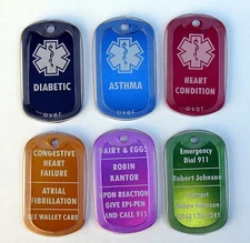 Medical Alert Id Tag with SILENCER - Free Custom Engraving Personalization