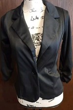 Formal Event 3/4 Ruched sleeves Lightweight Packable Blazer Medium Black