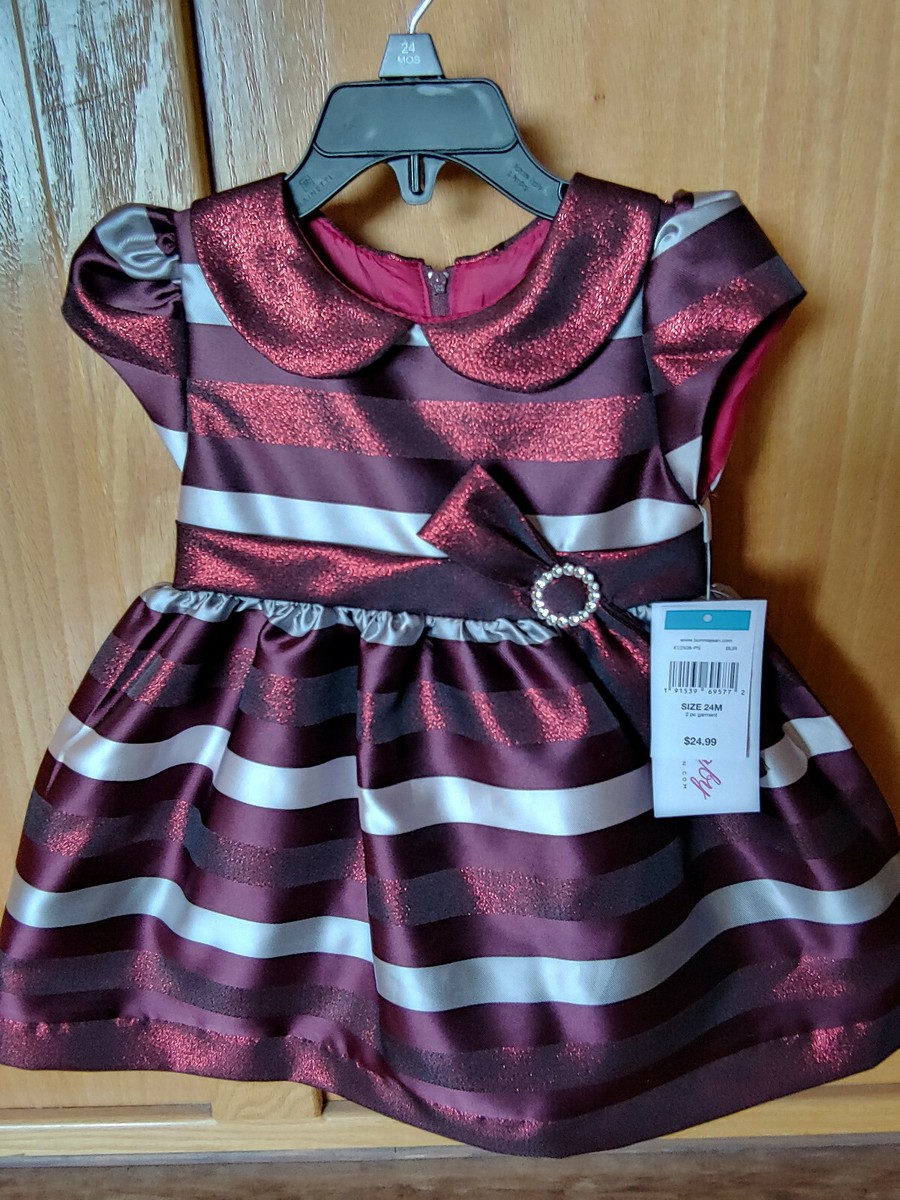 burgundy newborn dress Bonnie Baby Size 24 Months NPU-Deejay-202515 embroidered with red roses Sadie Embroidered Mini Dress Maroon baby frock Color:Deep Sea Navy