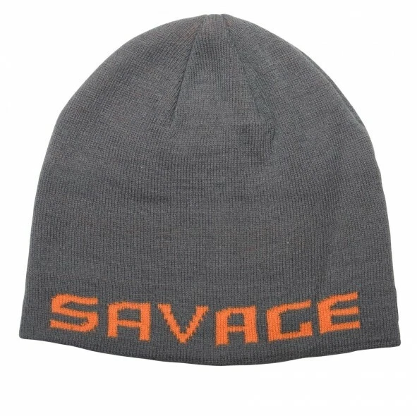 Savage Gear Logo Beanie One Size Rock Grey Orange Strick Winter Mütze 73738 - Bild 1 von 1