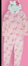 SANRIO Women's Hello Kitty One Piece Hooded Body Suit soft Pajamas-Size: M HTF