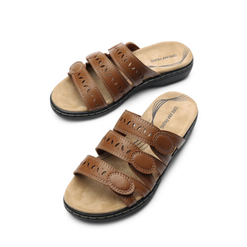 Women Arch Support Casual Walking Sandals Low Wedge Slide Flat Sandals - Picture 13 of 32