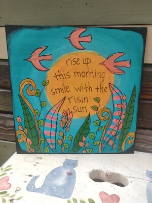 Bob Marley The Wailers Lyric Painting on 10 x 10'' wood panel, Three Little Birds