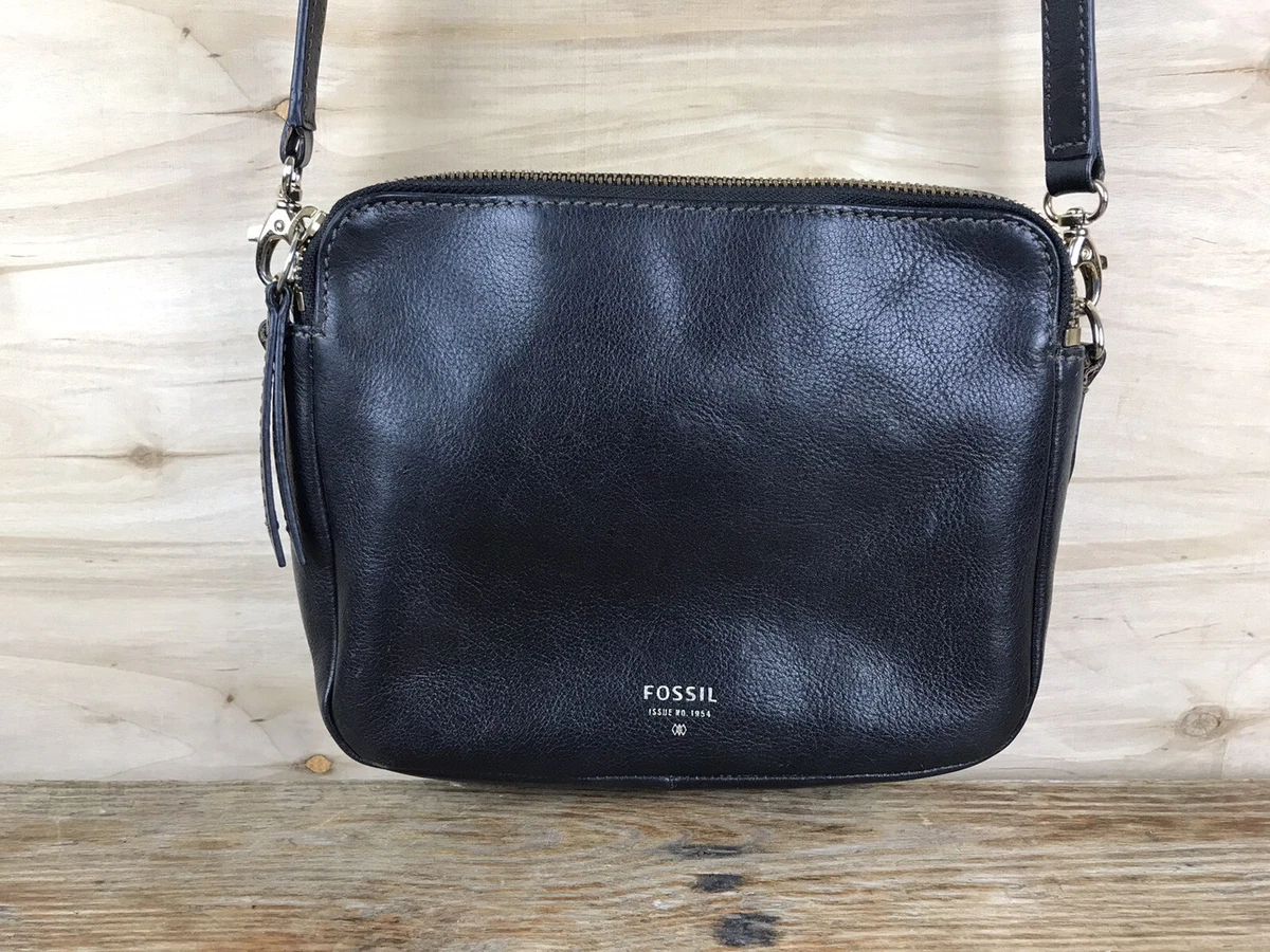 Fossil black sales leather crossbody purse