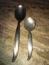 Vintage 2 Silver Plate Child Feeding Spoons - Flair by 1847 Rogers