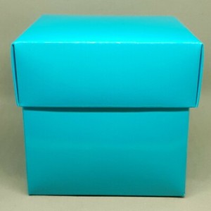 Large Laminated Square Gift Box &Amp; Lid (10Cm X 10Cm X 10Cm) Gloss Turquoise Blue | Ebay