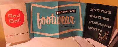 Red Ball Protective Footwear - Ball Band Shoe Store Paper Large Ad Sign 1950s