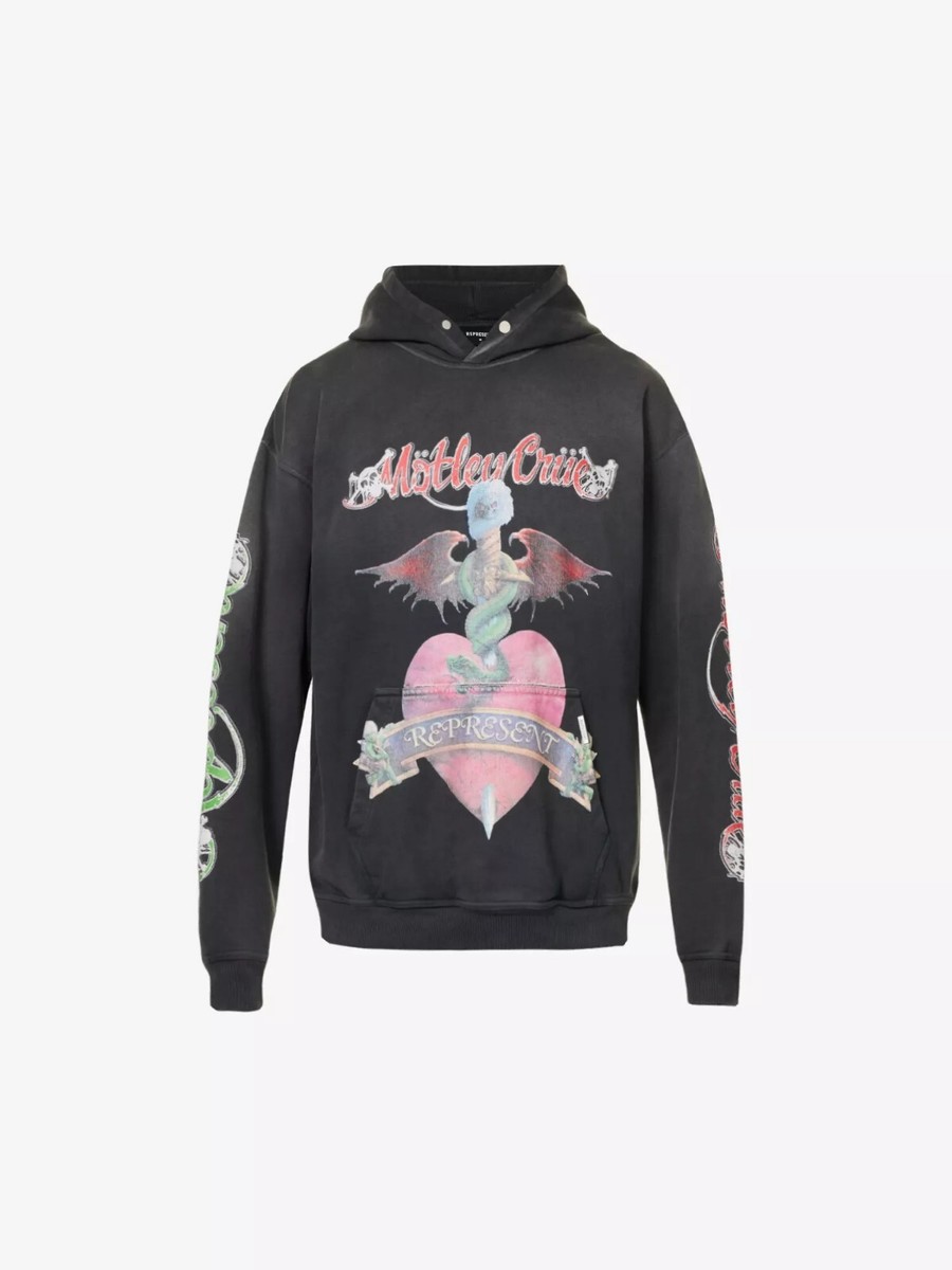 Represent x Mötley Crüe Hoodie Aged Black Size Medium Without You