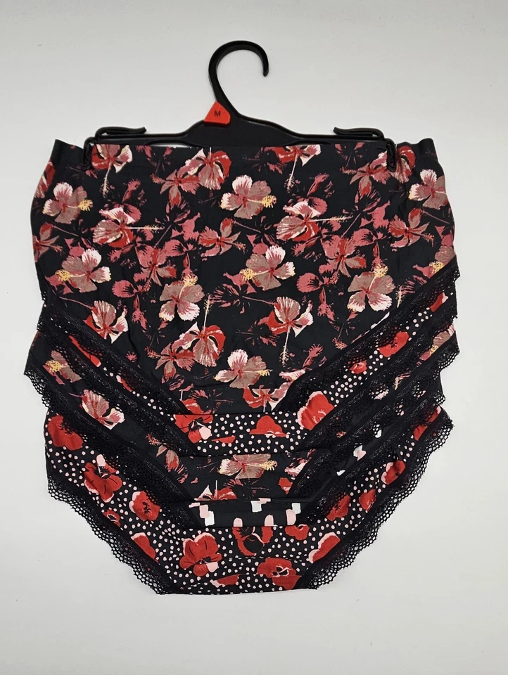 CARRIE AMBER 5 Pk Women's M L XL Smooth Bonded Hipster Panties Black Red Pink - Image 3 of 4