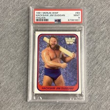 1991 Merlin WWF #83 Hacksaw Jim Duggan Italian PSA 9