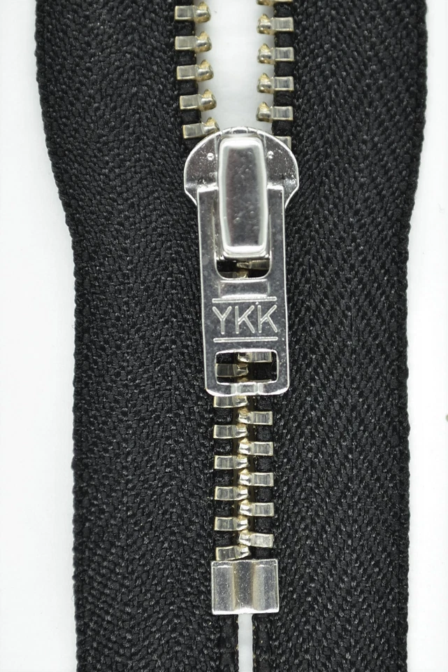 YKK Reißverschluss 580 schwarz 10-18cm für Hosen 4mm Metallzähne silber farbend