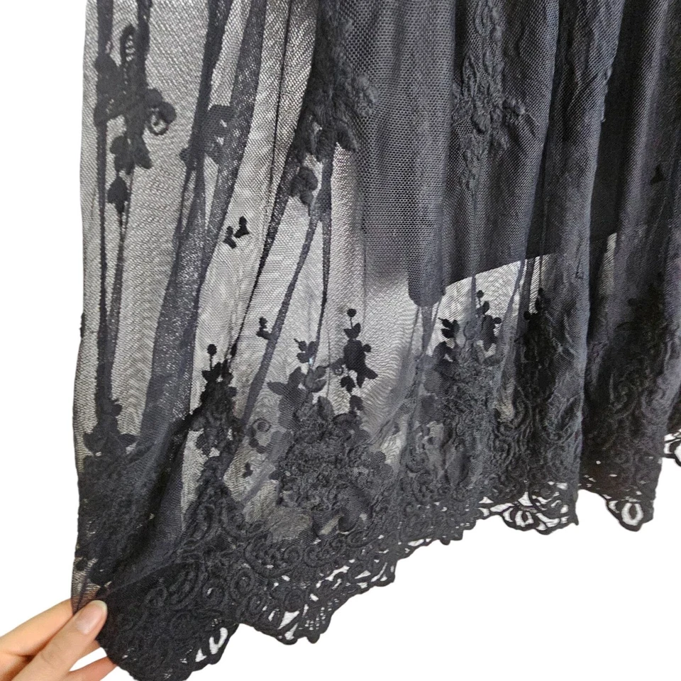 Falda tórrida falda de encaje para mujer 0X falda negra hasta la rodilla falda forrada Foto 4 de 4