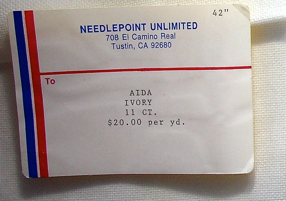 VINTAGE NEEDLEPOINT UNLIMITED AIDA IVORY 11 COUNT CROSS STITCH FABRIC - Image 2 of 2