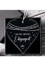 Engagement Gift "Our First Christmas" Engaged Ornament 2023 Glass Gift