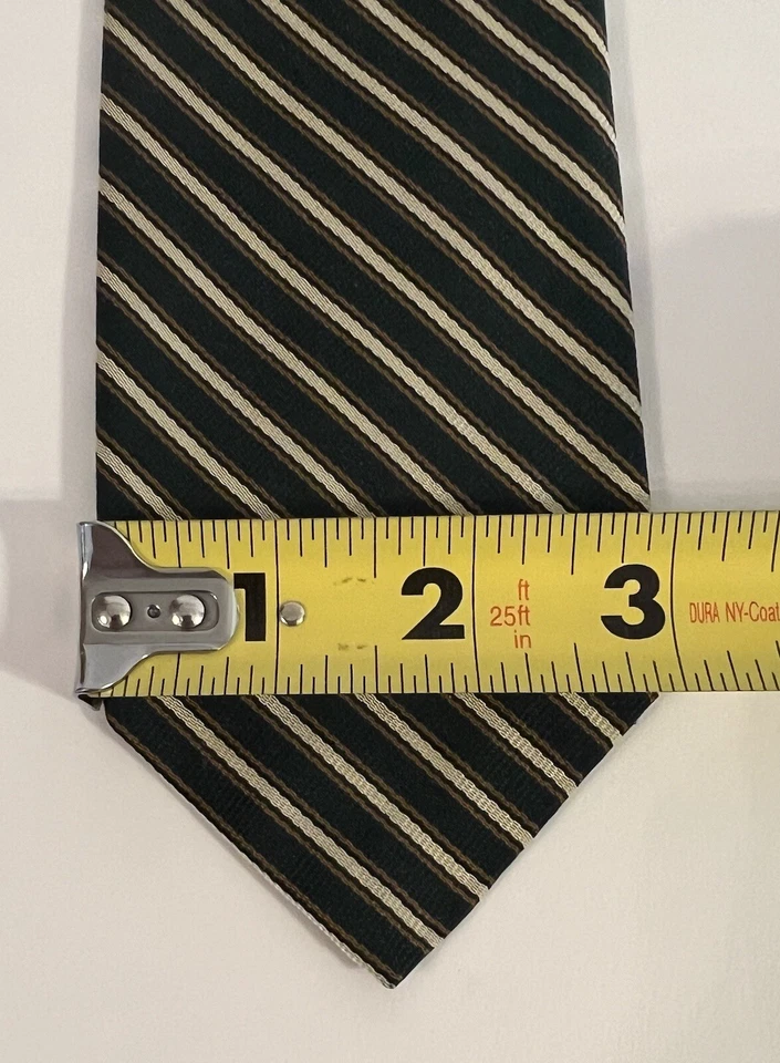 Corbata para hombre Broadway azul dorado a rayas seda Foto 3 de 4