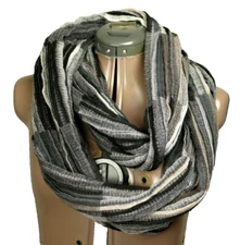 Cejon Accessories Striped Circle Infinity Scarf Pleated Multicolor 72x12