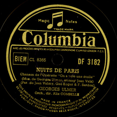 GEORGES ULMER -CHANSON-Nuits de Paris / ..Attendait  Schellackplatte 78rpm S2457