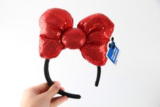Disney Parks Minnie Mouse Red Sequin Headband - Ears Costume Bow Hat