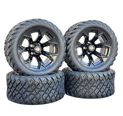 14x7'' Golf Cart Black Wheels & Tires 23x10-14 Street Tread, EZGO Club Car Yamaha