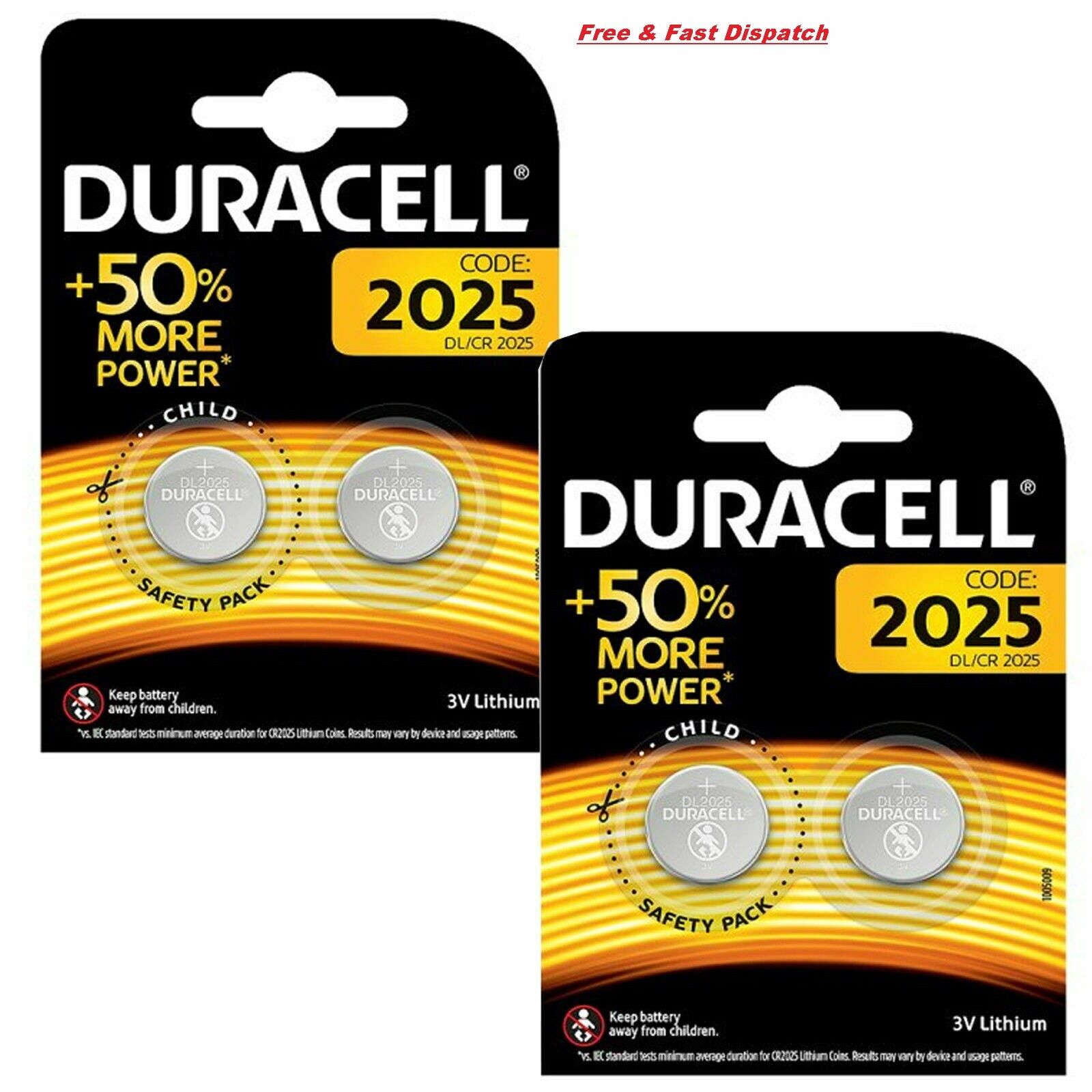 Duracell Mercedes Key Fob battery 2 Pack Duracell CR2025 3V batteries Coin  5000394033979 