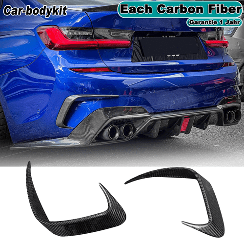 Per BMW G20 M340i 330i 2019-22 Carbonio Posteriore Canards Flaps Splitter Pinne Labbro - Foto 1 di 9