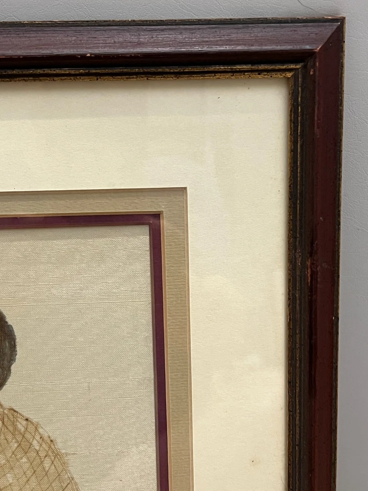 Dibujo a tinta sepia original Jorge Imana Garrón, María y su muñeca, firmado, enmarcado Foto 4 de 4