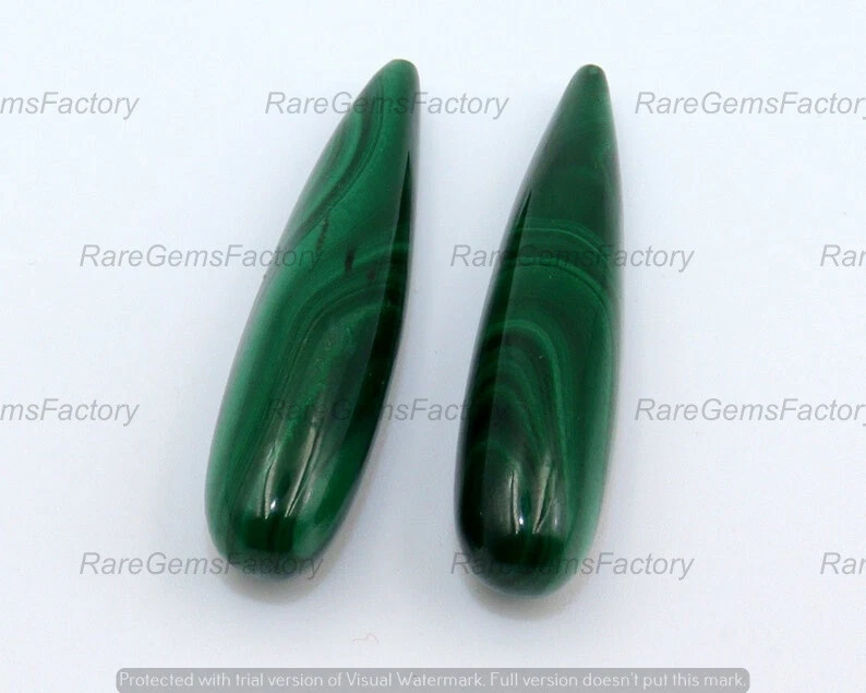 Par de piedras preciosas sueltas con forma de gotas de cabujón de malaquita calidad AAA Foto 2 de 4
