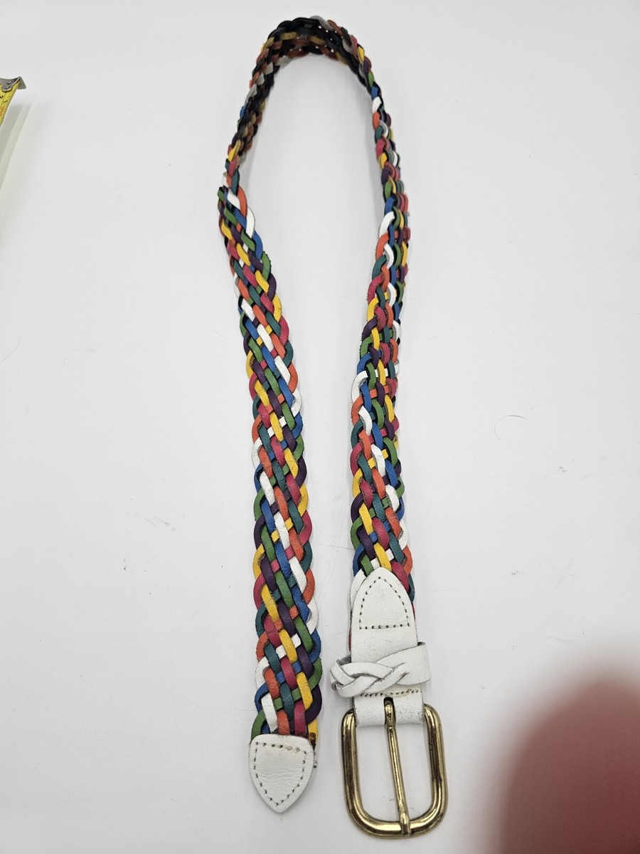 Vintage Capezio Argentina Rainbow Braided Leather Belt Woven  display picture 2