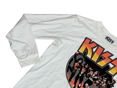 Kiss XL 46/48 Band Logo White Long Sleeve T Shirt 100