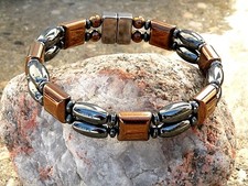 100 Magnetic Black n Copper Hematite Bracelet Anklet 2 Row