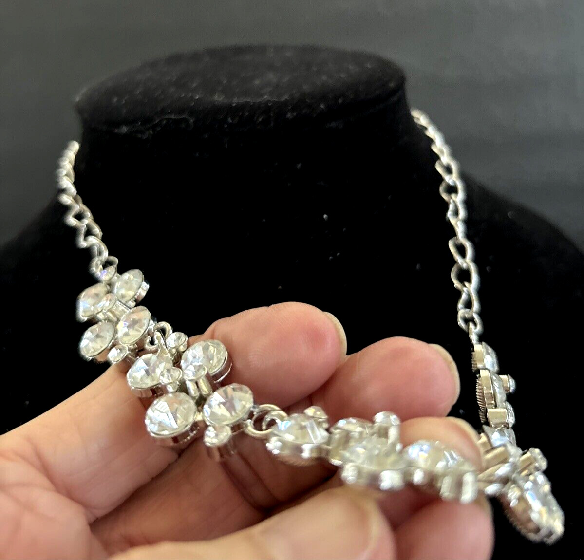 Rhinestone Dimensional Five Panel Statement Neckl… - image 4