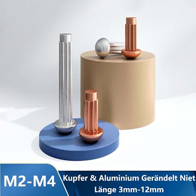 M2 M2.5 M3 M4 Solid Pure Copper / Aluminum Hammer Drive Screws Knurled Rivets 