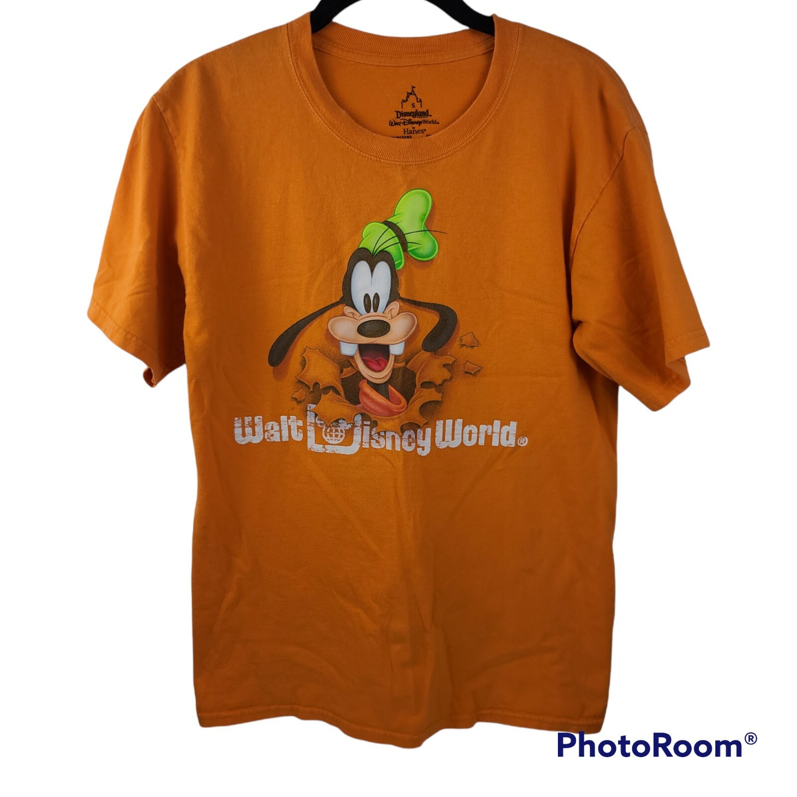 Goofy Disneyland Orange Two-Sided Tshirt Small Walt Disney World Resort-image