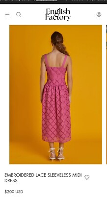 English Factory - Embroidered Lace Sleeveless Midi Dress BERRY PINK / XS