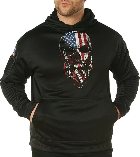 Rothco Black Concealed Carry Hoodie with USA Flag Bearded Skull Print Sweatshirt video thumbnail
