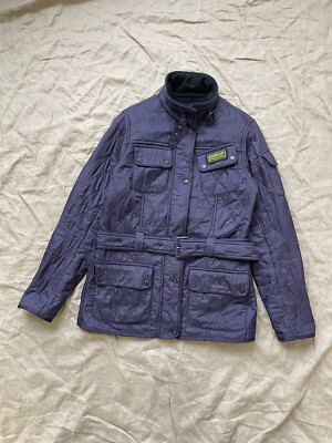 Barbour International Quilt Women's Purple Belted Moto Jacket Size - Main Image