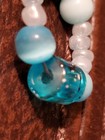 Blue glass pendant necklace intricate, blue cats eye beads, silver tone 18 inch — photo 6