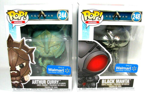 Funko Pops Aquaman #248 Black Manta & #244 Green Arthur Curry Figuren 2er Set