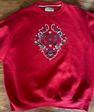 EXP Jeans By Express Floral Embroidered Vintage Oversized Sweatshirt Mulberry XS