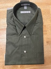 Geoffrey Beene Men's Olive Green Dress Shirt L Wrinkle Free