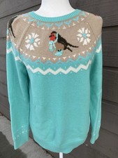 Talbots Fair Isle Robin Sweater Blue White Size Medium