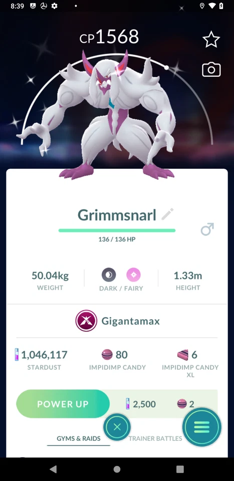 Shiny Grimmsnarl Gigantamax - Mini PTC