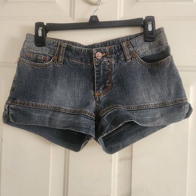 JOUJOU Vintage Jean Shorts Women 3/4 EUC One Owner Blue Denim Y2K Mini