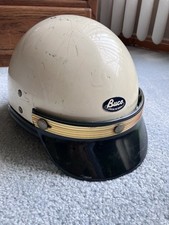 Vintage 60s Buco Guardian Motorcycle Racer Helmet W/ Visor Adjustable Size White