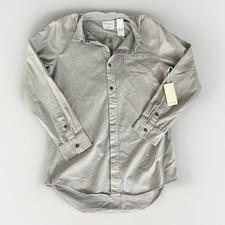 Mens Business Casual Button Down Long Sleeve Shirt Mens M Gray Extra Long Basic