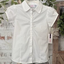 Girls IZOD Approved Schoolwear Uniform Polo Shirt Keyhole Sleeve - M 10/12 White